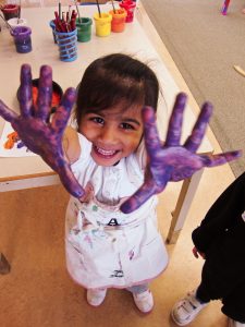 Preschool painted hands